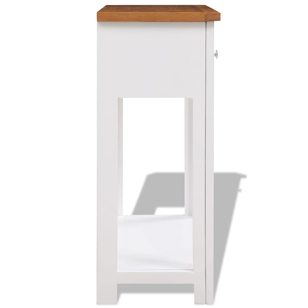 Solid Oak Wood Console Table with 2 Drawers and Shelf L206503