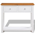 Solid Oak Wood Console Table with 2 Drawers and Shelf L206503
