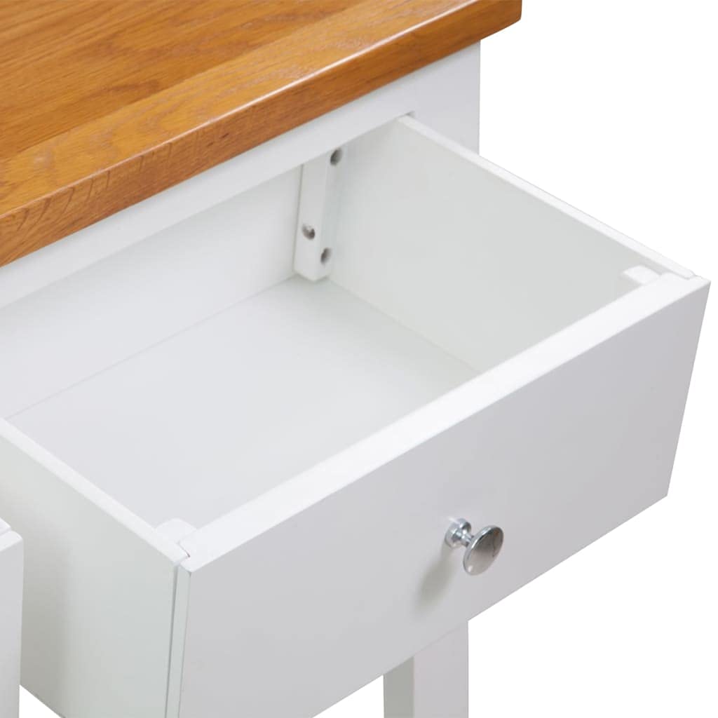 Solid Oak Wood Console Table with 2 Drawers and Shelf L206503