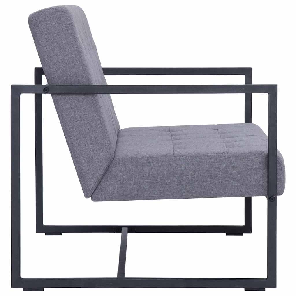 Light Gray 2-Seater Fabric Loveseat Sofa with Steel Legs A777413