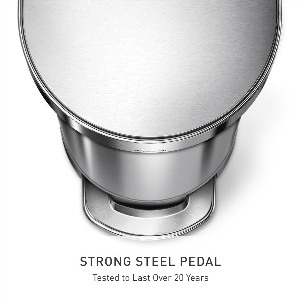 45 Liter Brushed Stainless Steel Step Trash Can M3266