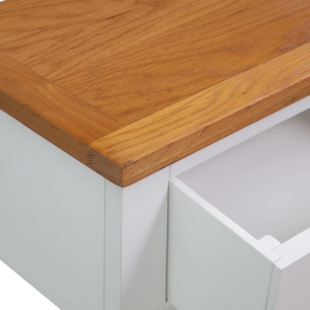 Solid Oak Wood Console Table with 2 Drawers and Shelf L206503