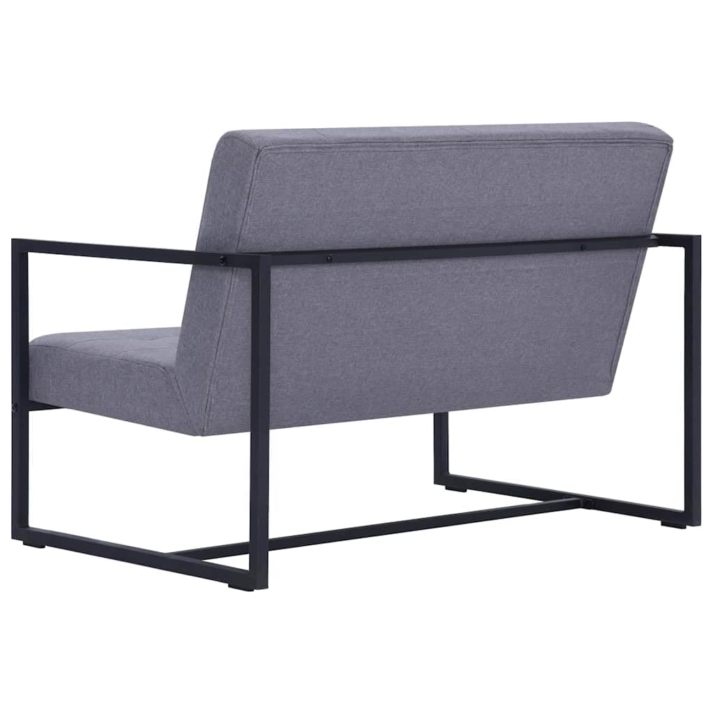 Light Gray 2-Seater Fabric Loveseat Sofa with Steel Legs A777413