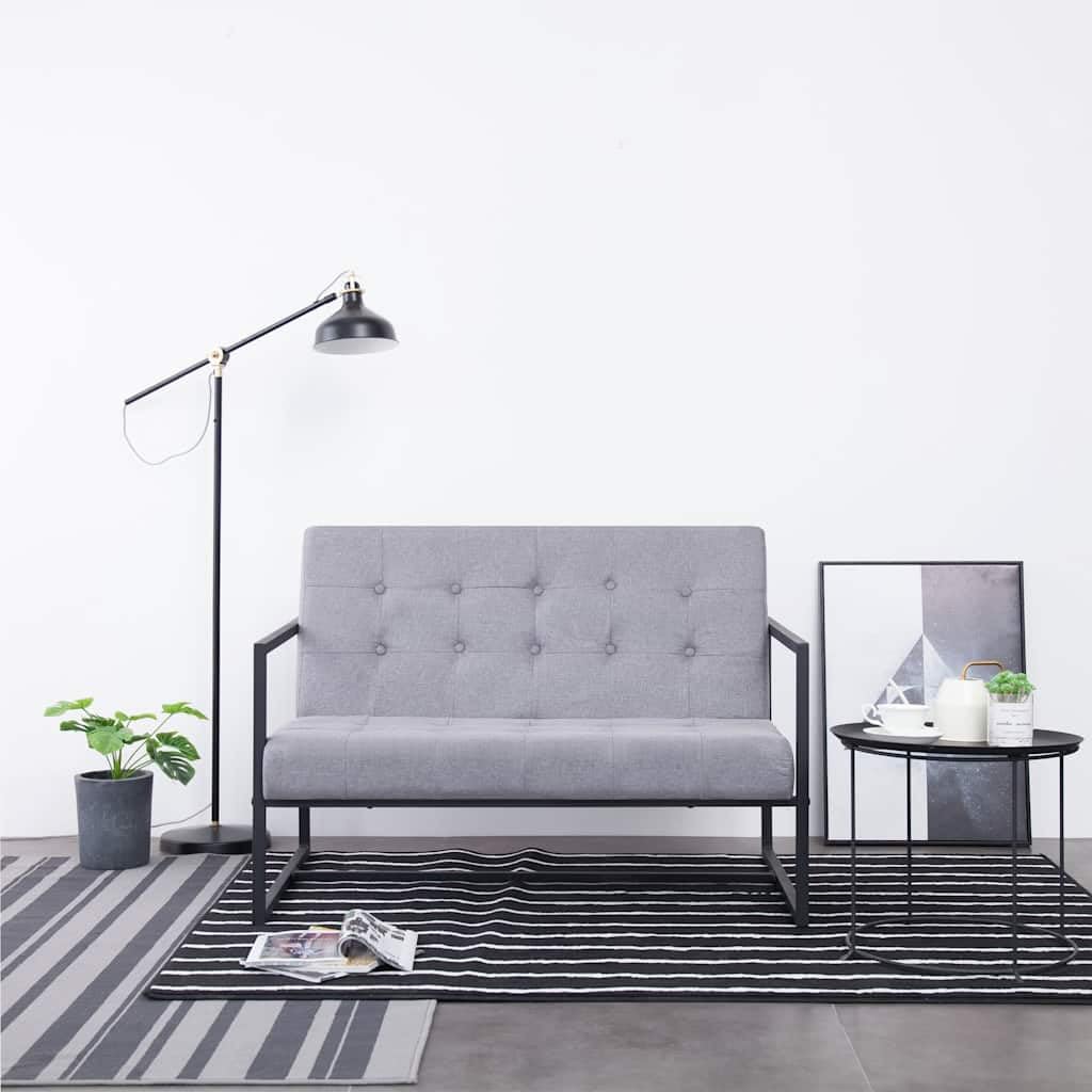 Light Gray 2-Seater Fabric Loveseat Sofa with Steel Legs A777413