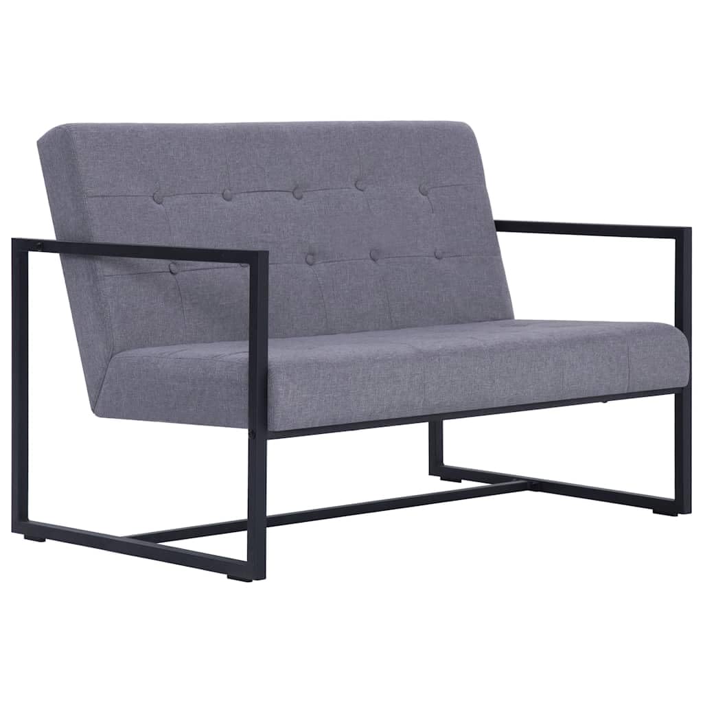 Light Gray 2-Seater Fabric Loveseat Sofa with Steel Legs A777413