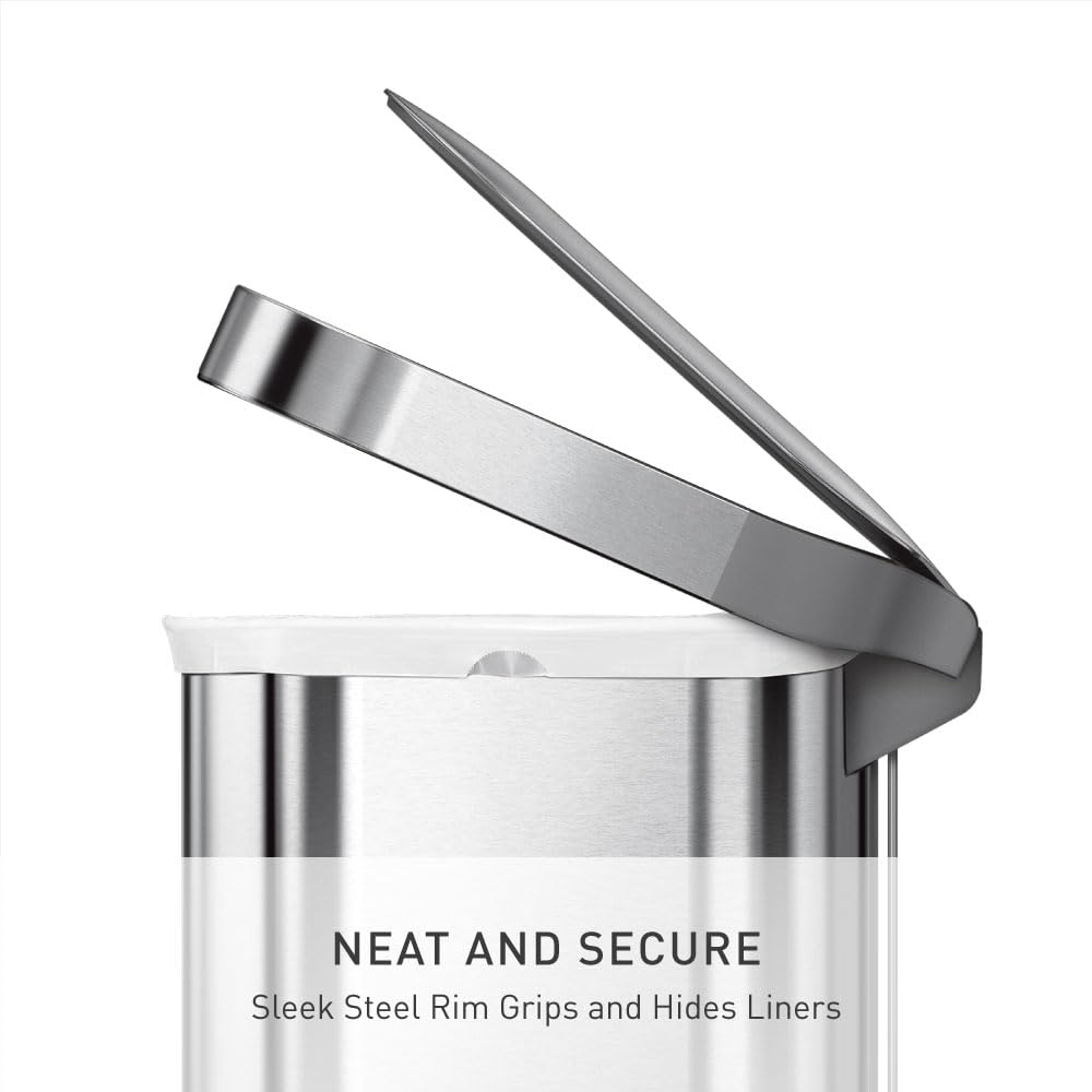 45 Liter Brushed Stainless Steel Step Trash Can M3266