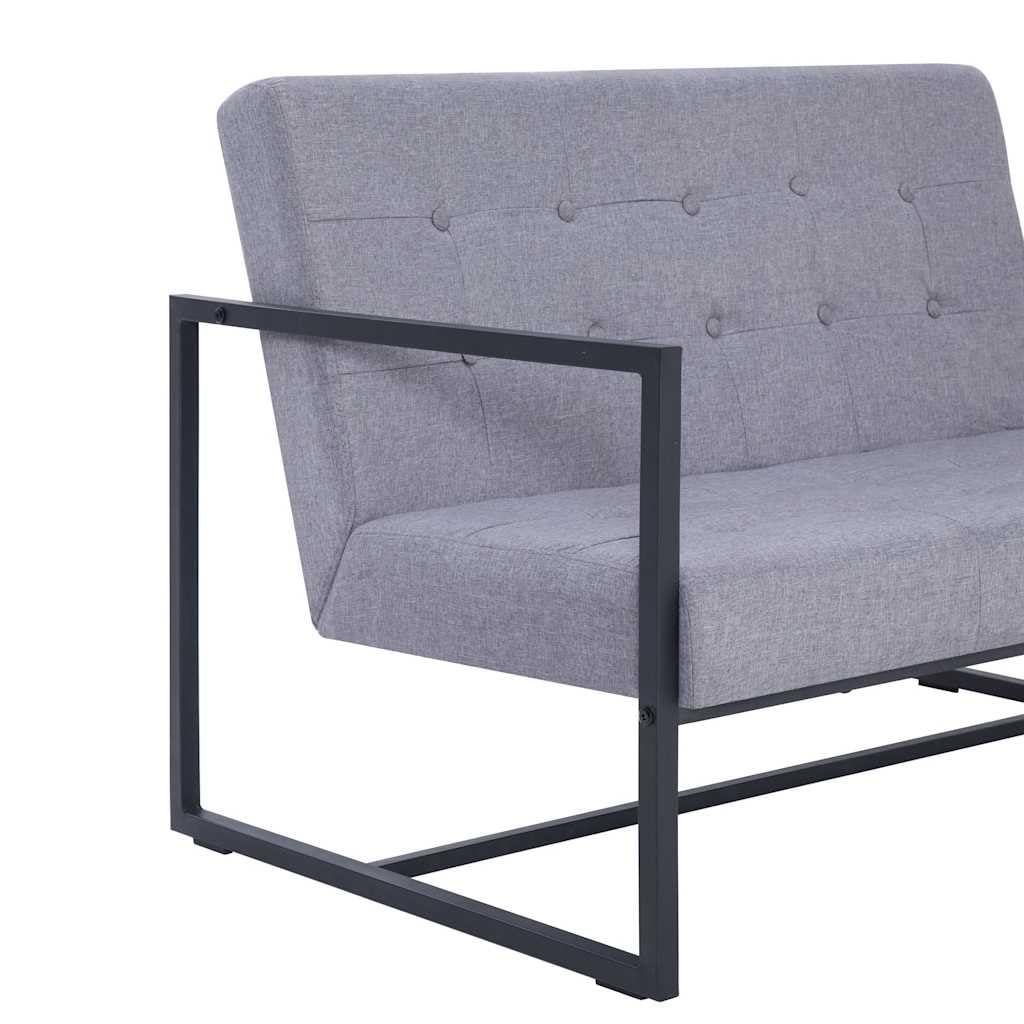 Light Gray 2-Seater Fabric Loveseat Sofa with Steel Legs A777413