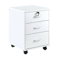 White 3 Drawer Rolling Wood File Cabinet E371