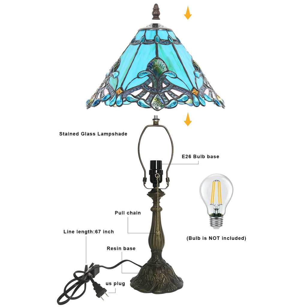 Sea Blue Stained Glass Table Lamp O653
