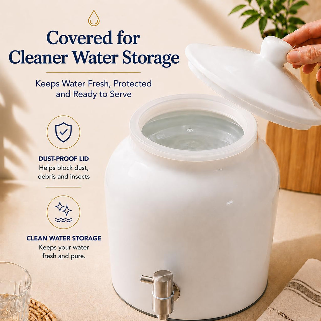 Ceramic Crock Water Dispenser with Stainless Faucet W3412