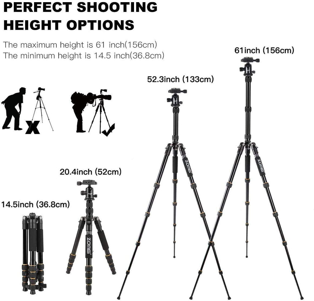 Camera Tripod with Ball Head Quick Release Plate and Carrying Case W14712