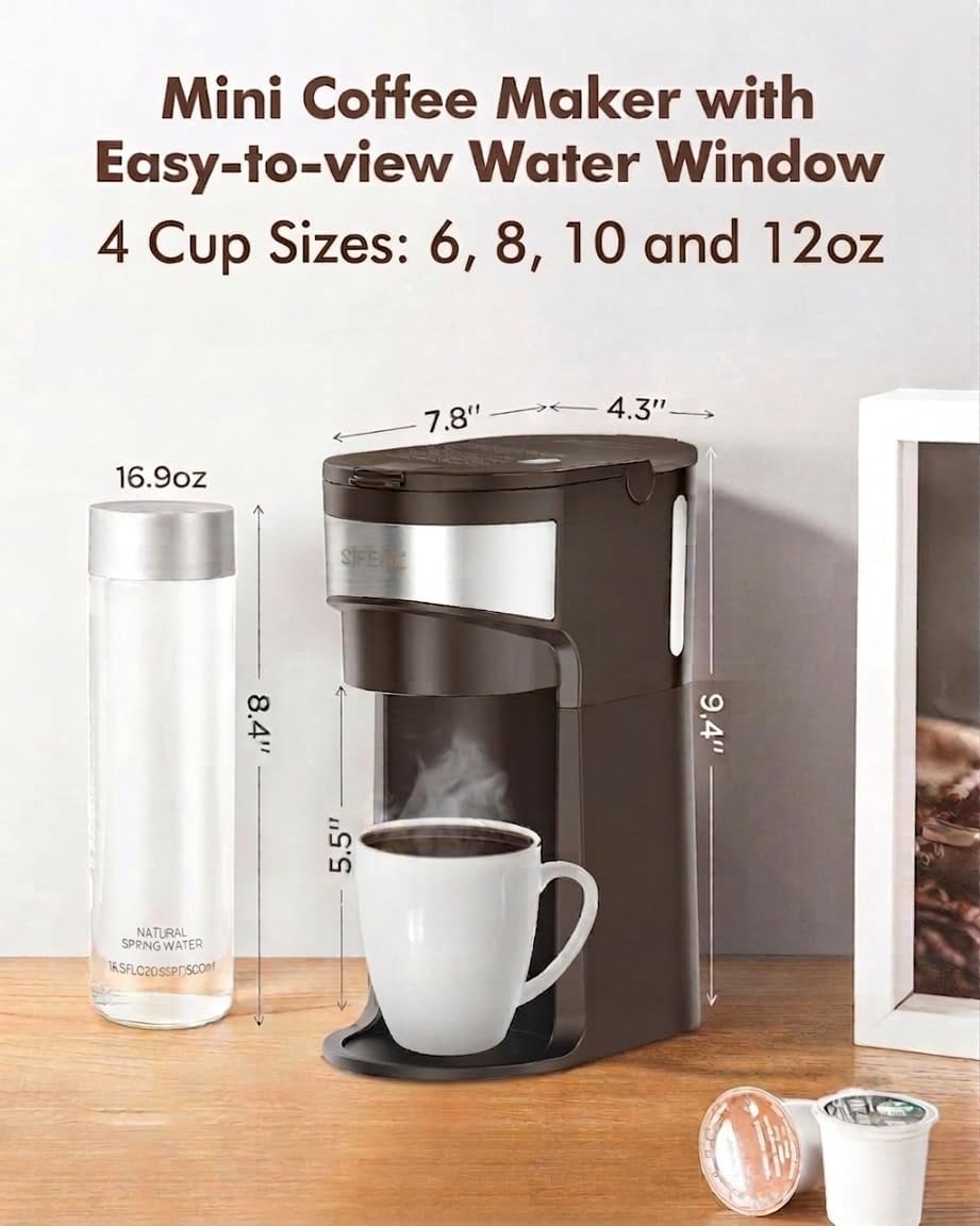 Single Serve Coffee Maker, K-Cup & Ground, Mini, BPA Free, Black U57880