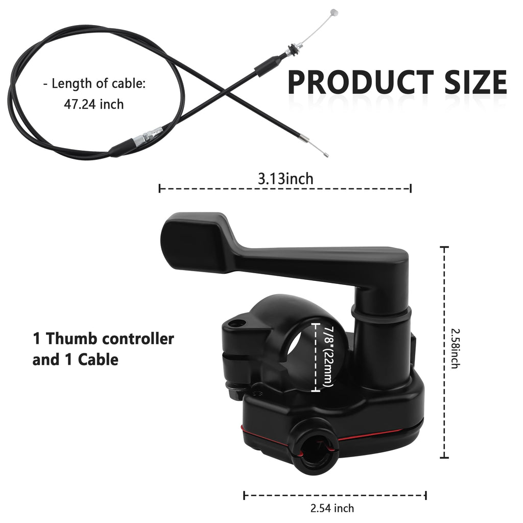 22mm Thumb Throttle Kit with Cable Aluminum Motorcycle ATV O45501