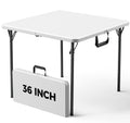 36" White Folding Table with Built-in Handle P38958