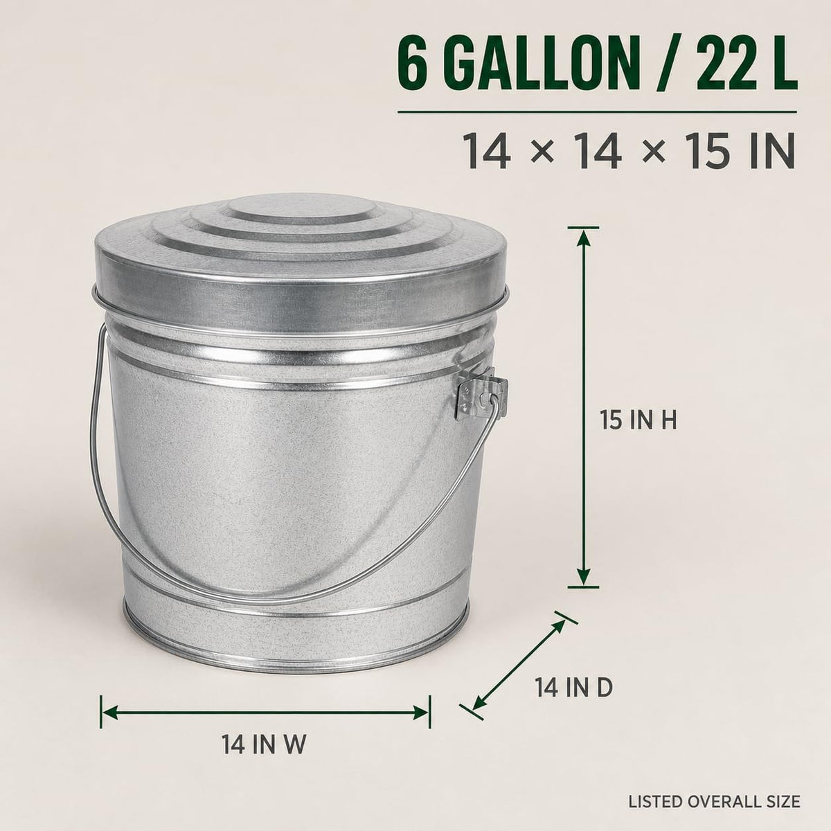 6 Gallon Galvanized Steel Can with Locking Lid Z345186