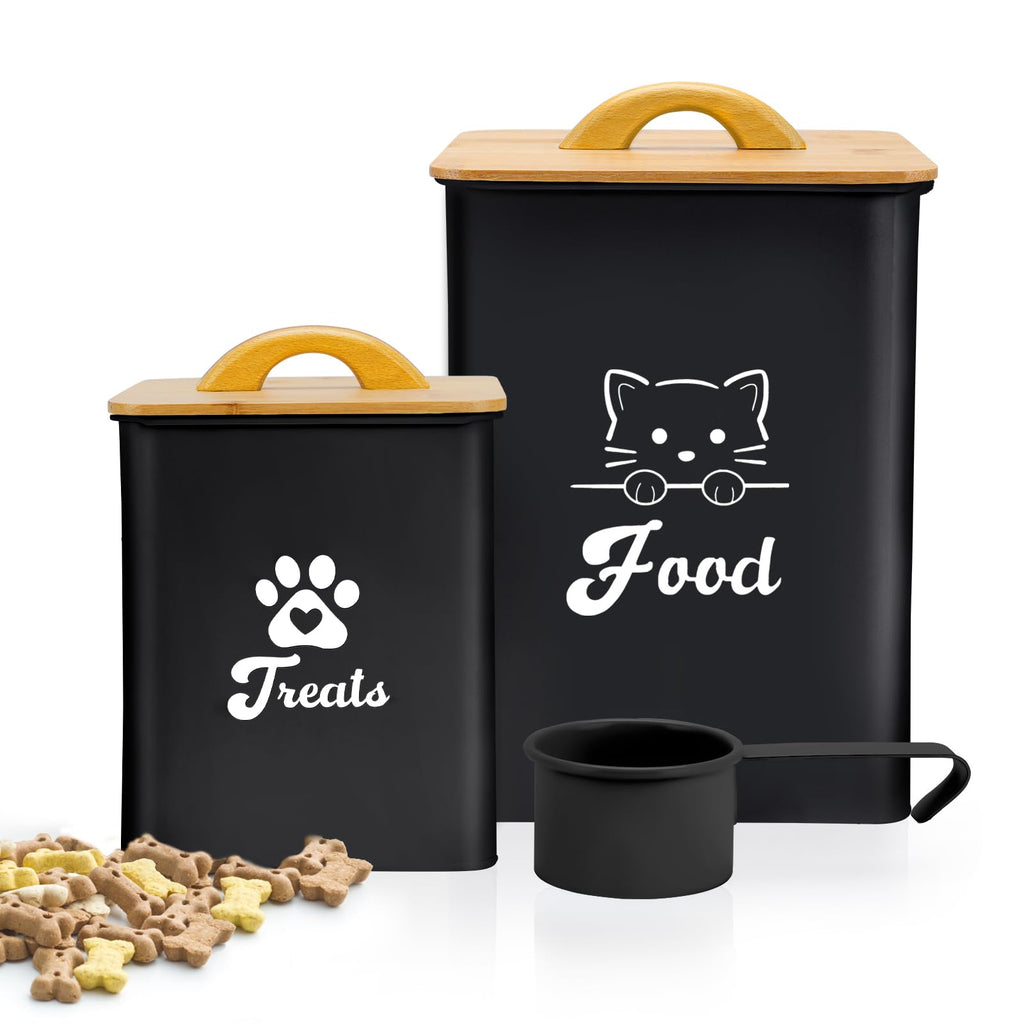 Black Airtight Cat Food Storage Container with Scoop Y878714