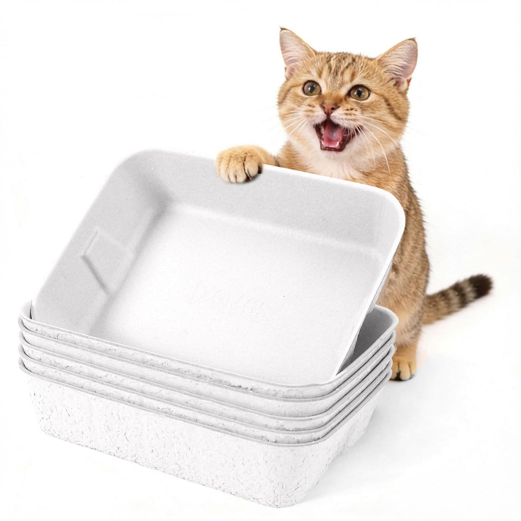 Disposable Cat Litter Boxes White Large 6-Pack E75977