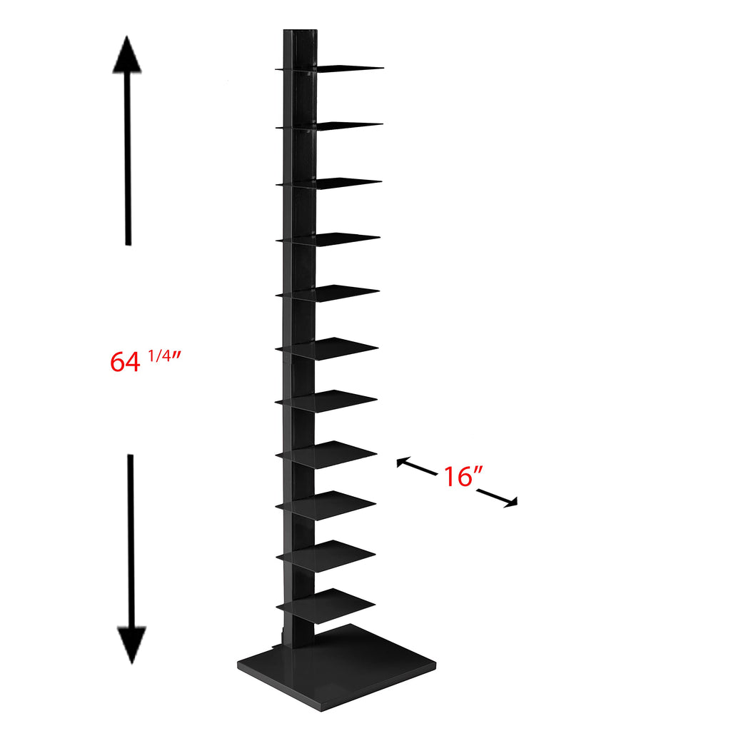 Black 12 Shelf Metal Book Tower F2206