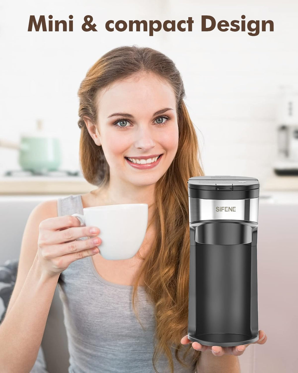 Single Serve Coffee Maker, K-Cup & Ground, Mini, BPA Free, Black U57880