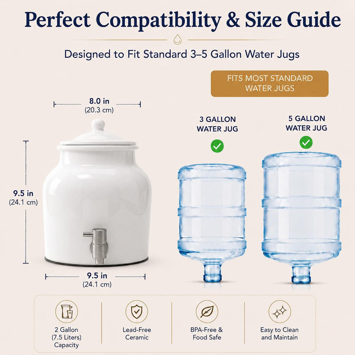 Ceramic Crock Water Dispenser with Stainless Faucet W3412