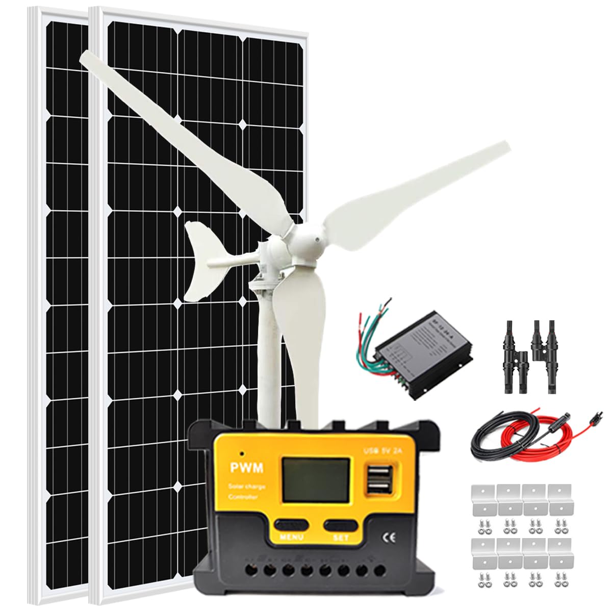 300W Wind Turbine and Solar Panel Kit with Charge Controller B61013