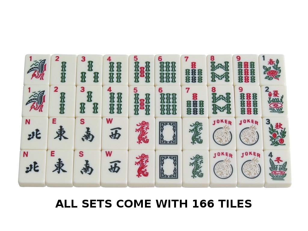 Black Paisley Mahjong Set with Soft Bag, 166 Ivory Colored Engraved Tiles, 4 All-in-One Rack/Pushers A616861