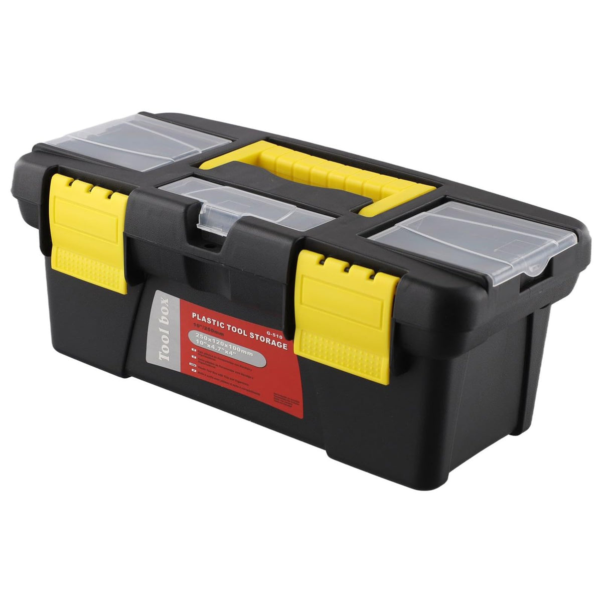 10-Inch Plastic Toolbox with Metal Hinges and 4 Latches F6533