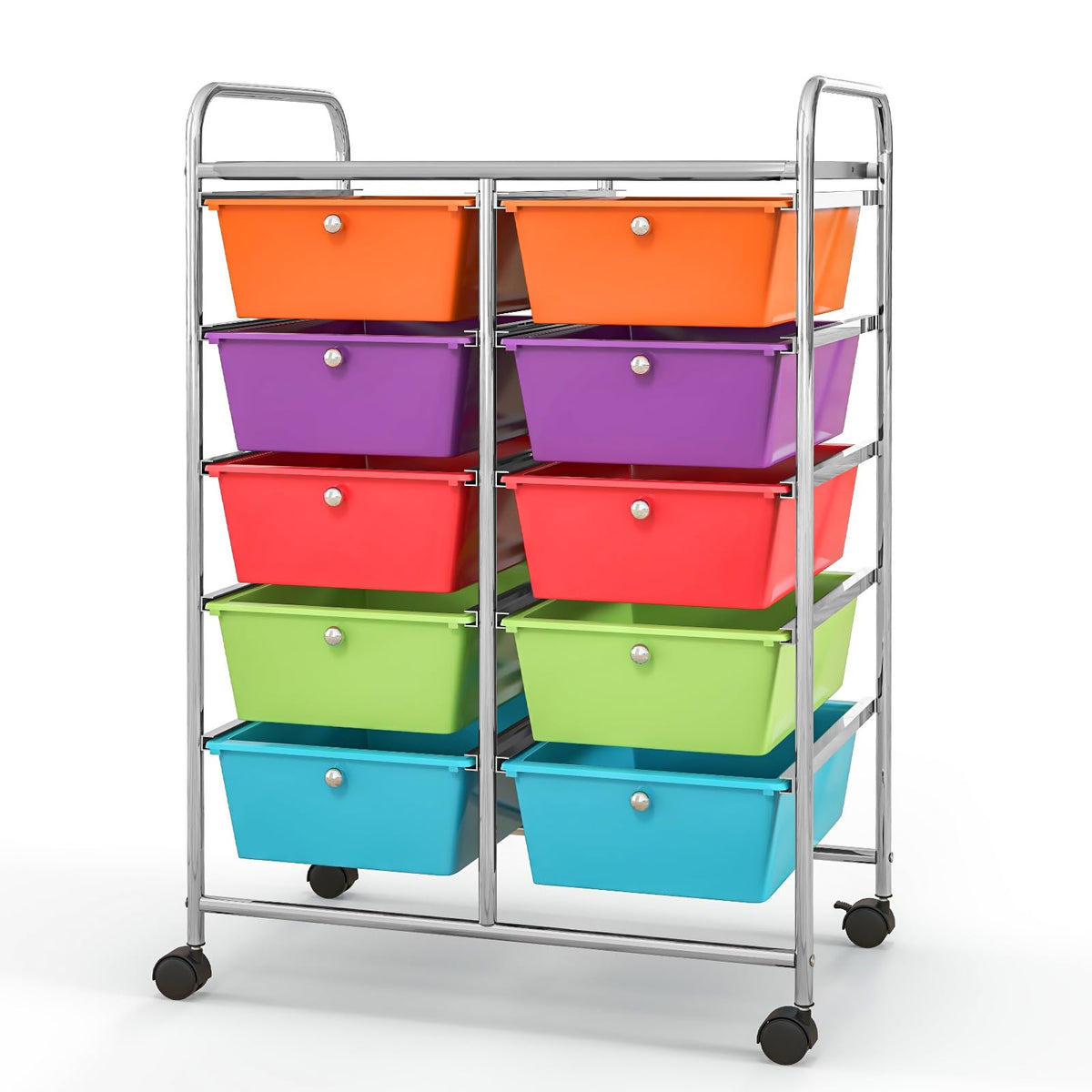 10 Drawer Rolling Storage Cart with Metal Frame S625167