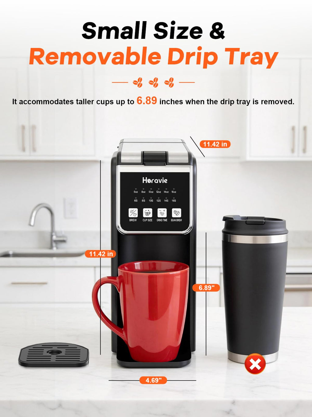 Single Serve Coffee Maker with Built-in Grinder Y362