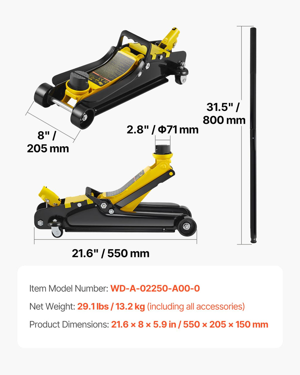 2.5 Ton Low Profile Steel Floor Jack E67373