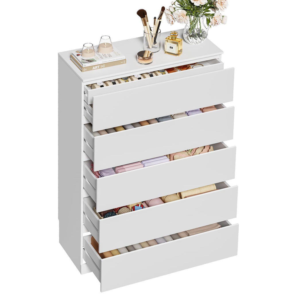 White 5 Drawer Dresser C9935