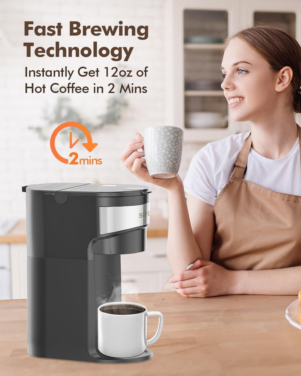 Single Serve Coffee Maker, K-Cup & Ground, Mini, BPA Free, Black U57880