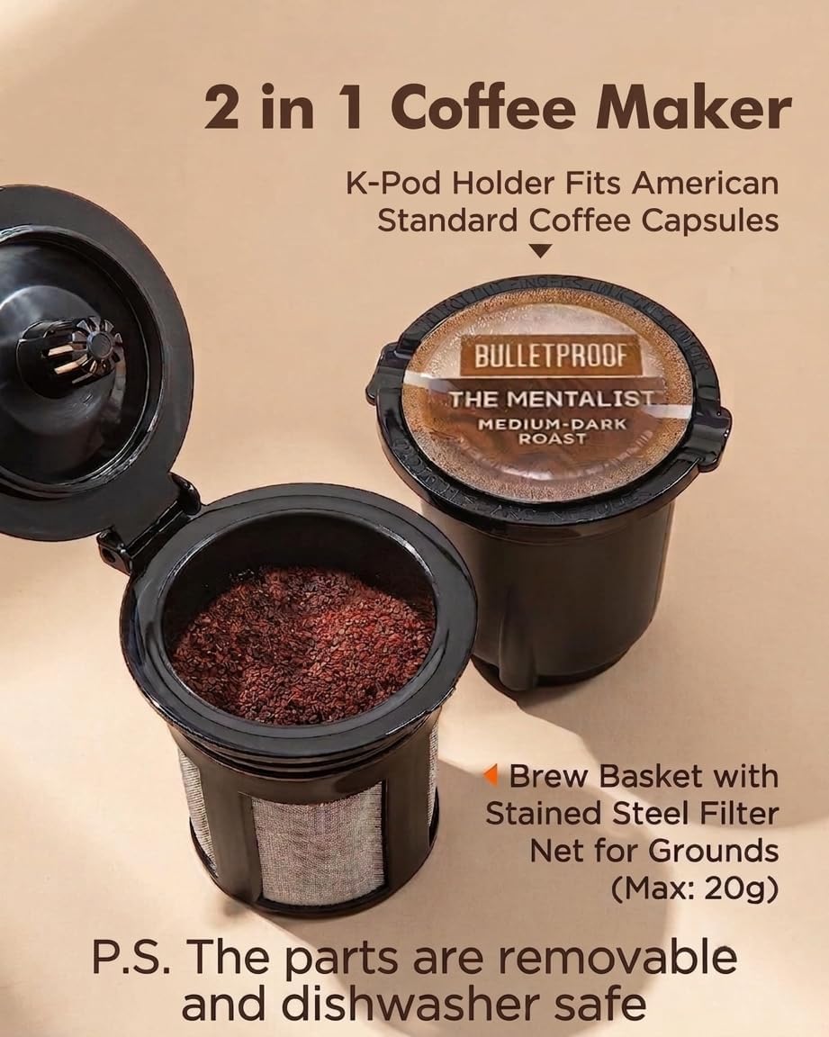 Single Serve Coffee Maker, K-Cup & Ground, Mini, BPA Free, Black U57880