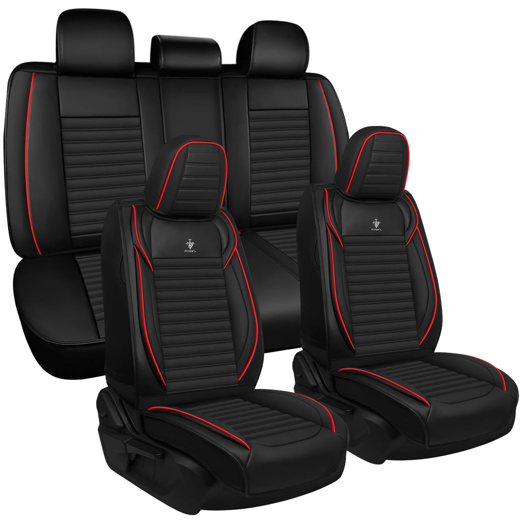 Custom Fit Seat Covers Full Set Black and Red F2127