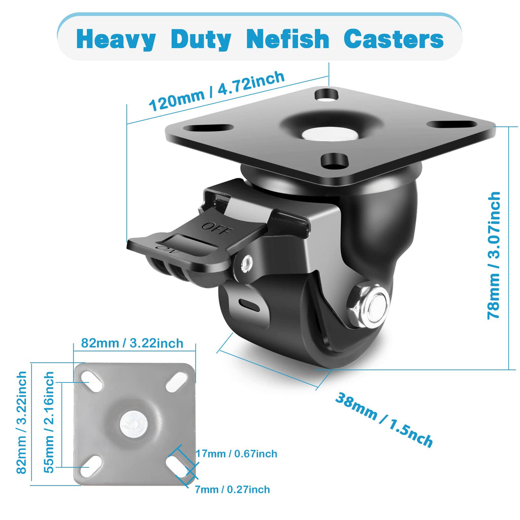 2-Inch Heavy Duty Casters Set of 4 with Brake U83341