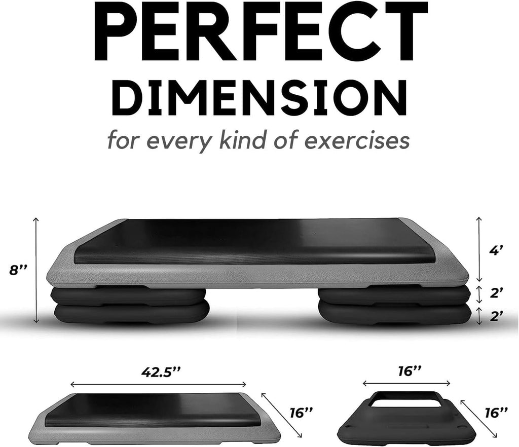 Adjustable Aerobic Exercise Step Platform with 4 Risers U9582