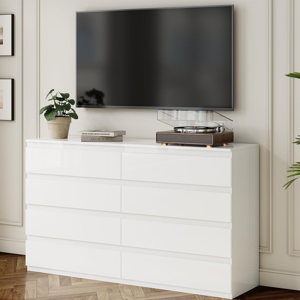 White 8 Drawer Wood Dresser I5595