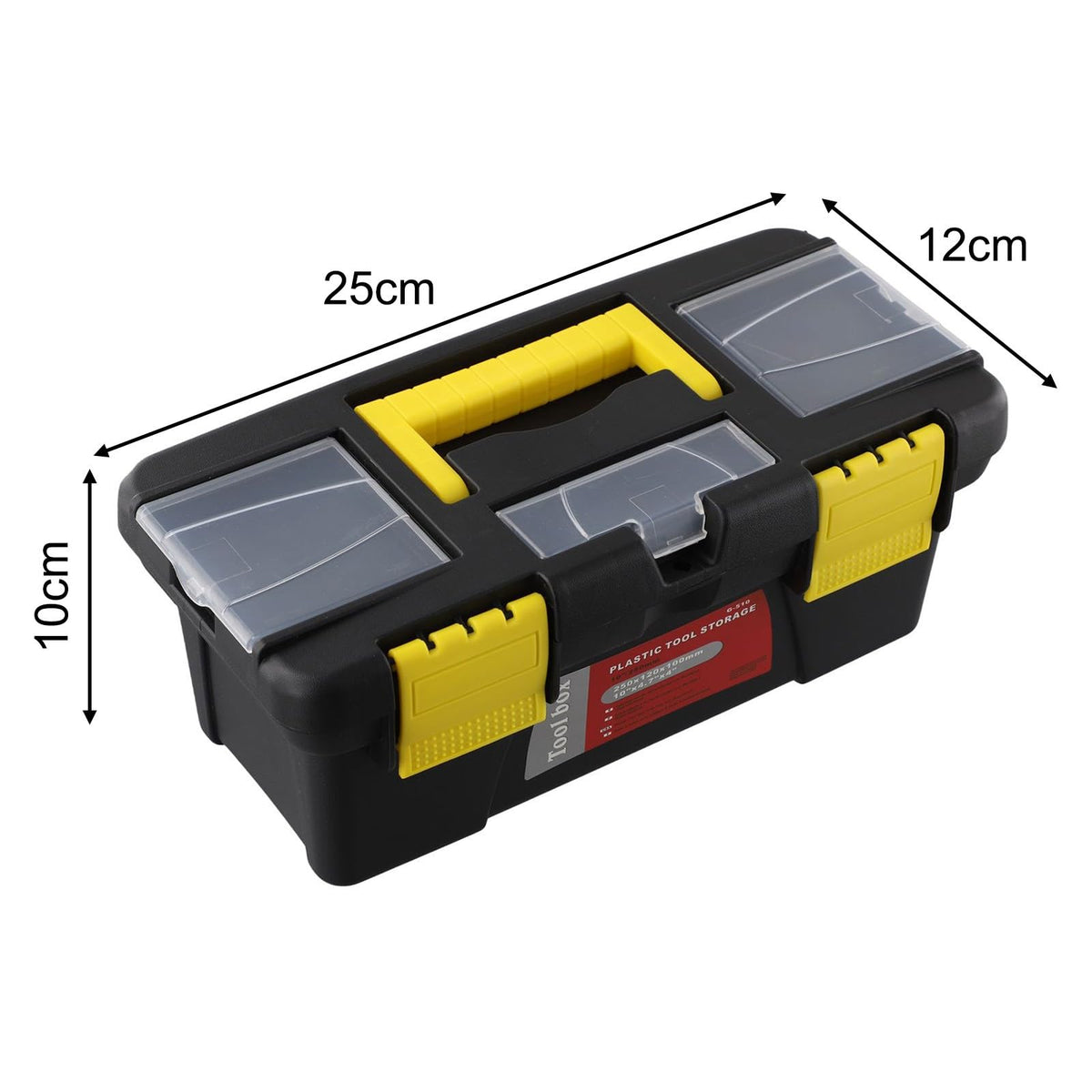 10-Inch Plastic Toolbox with Metal Hinges and 4 Latches F6533