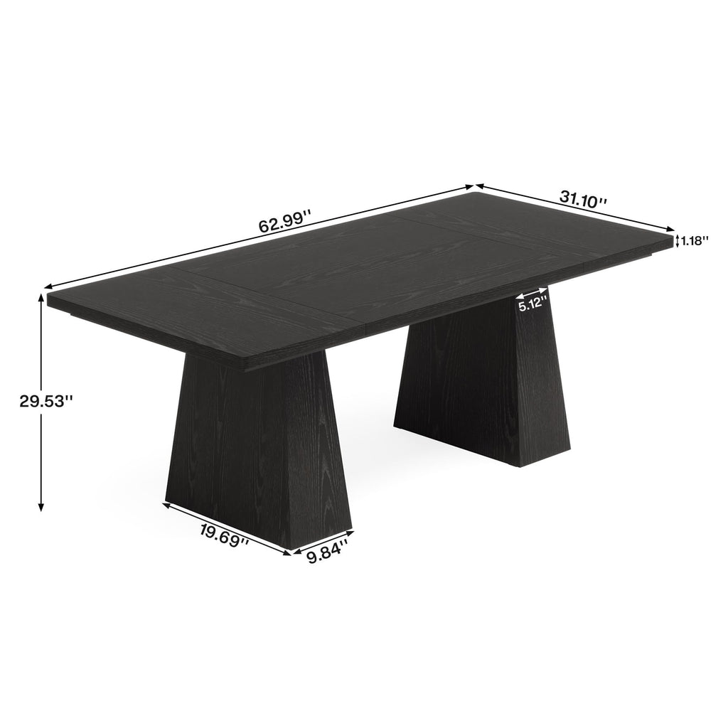 63-Inch Black Executive Desk with Double Pedestal V14961