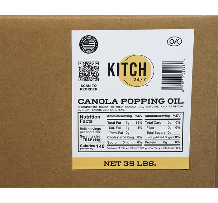 Canola Popping Oil 35 Pounds N863706
