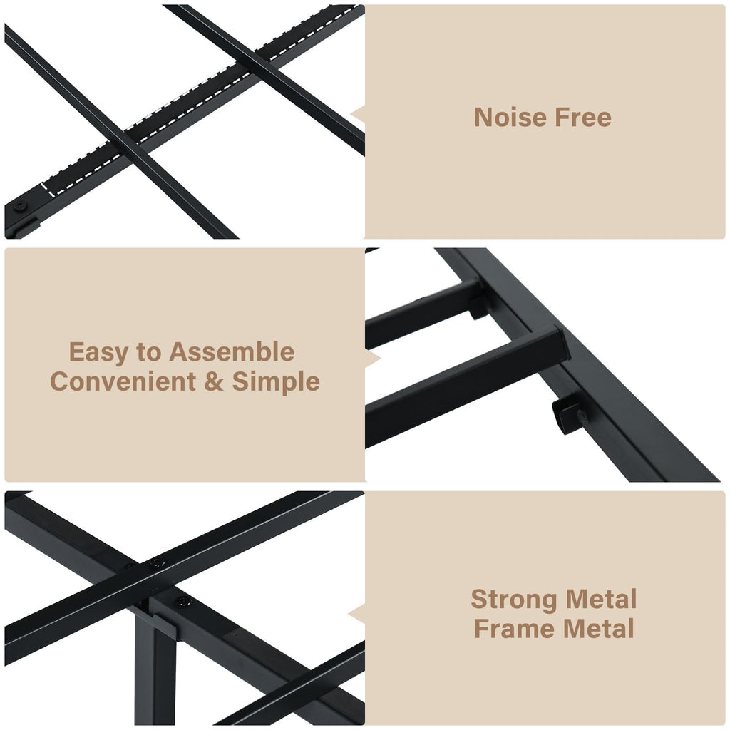 Twin Metal Bed Frame with Industrial Headboard T493