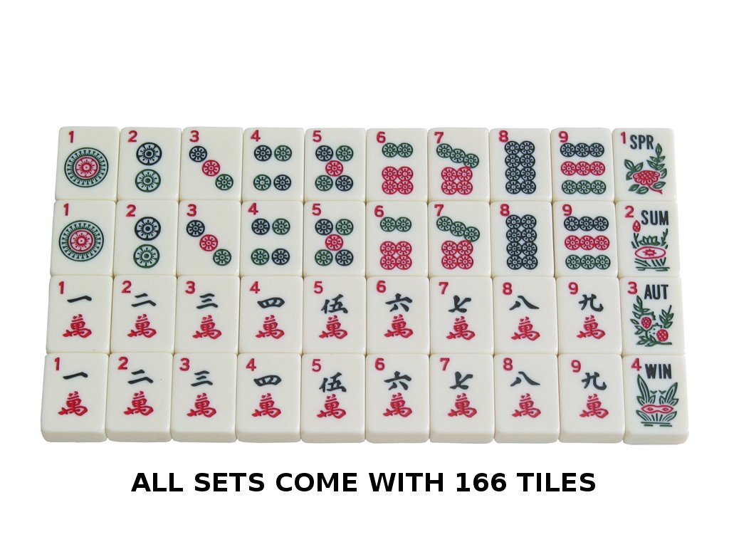 Black Paisley Mahjong Set with Soft Bag, 166 Ivory Colored Engraved Tiles, 4 All-in-One Rack/Pushers A616861