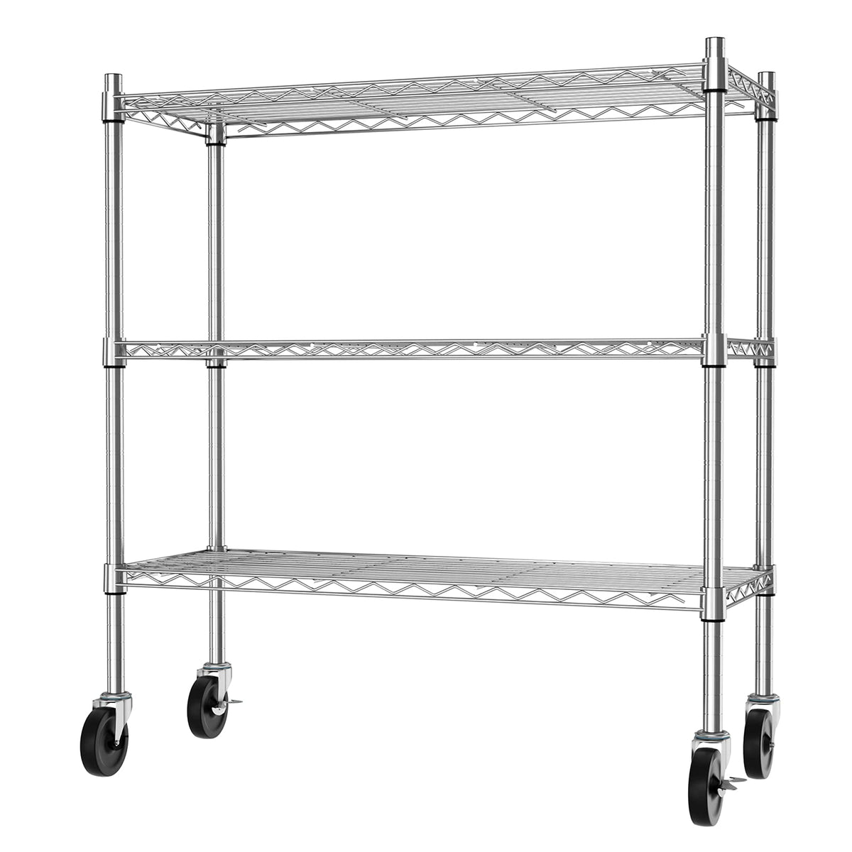 3-Tier Heavy Duty Metal Storage Shelves with Casters V58289