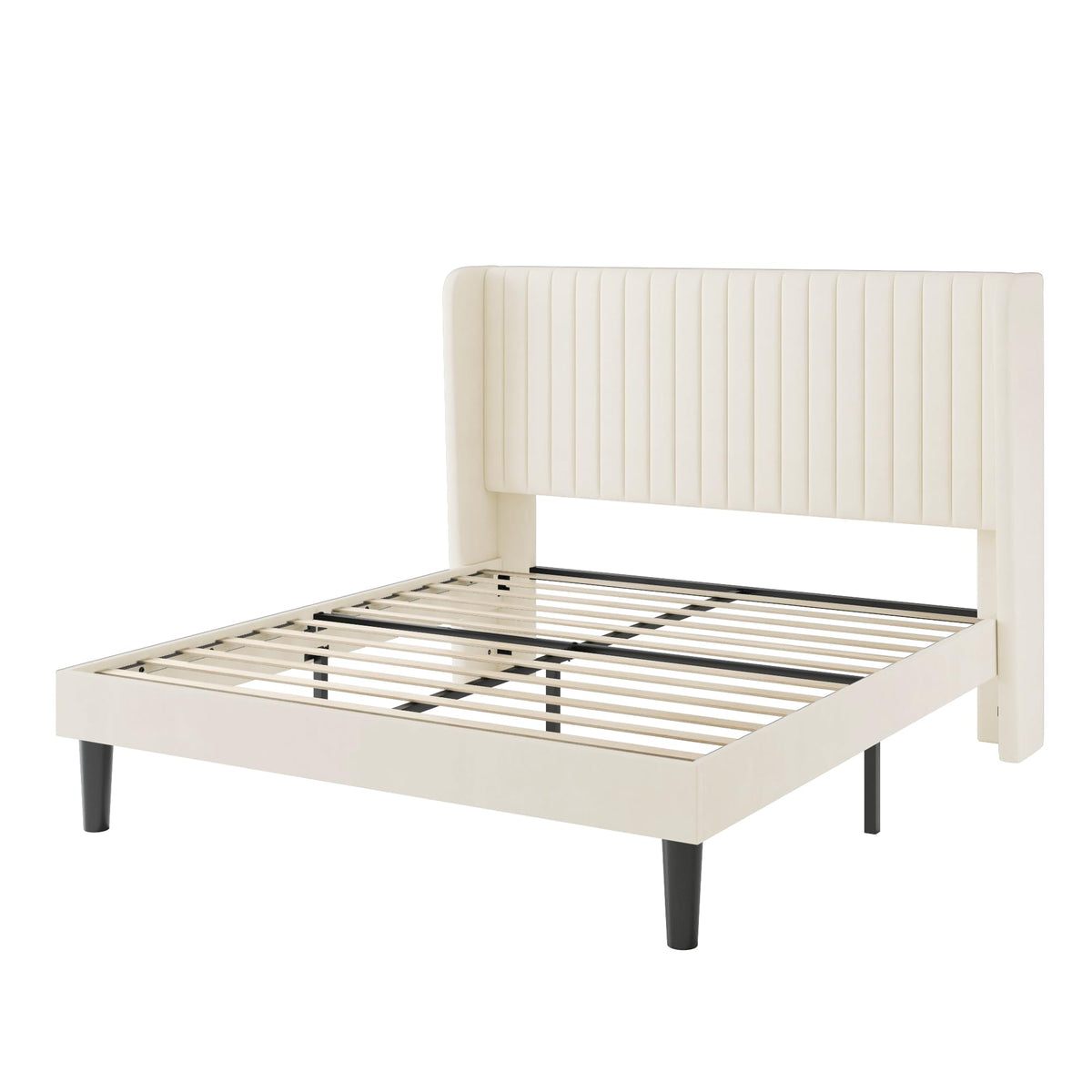 Queen Size Cream Velvet Bed Frame A54023