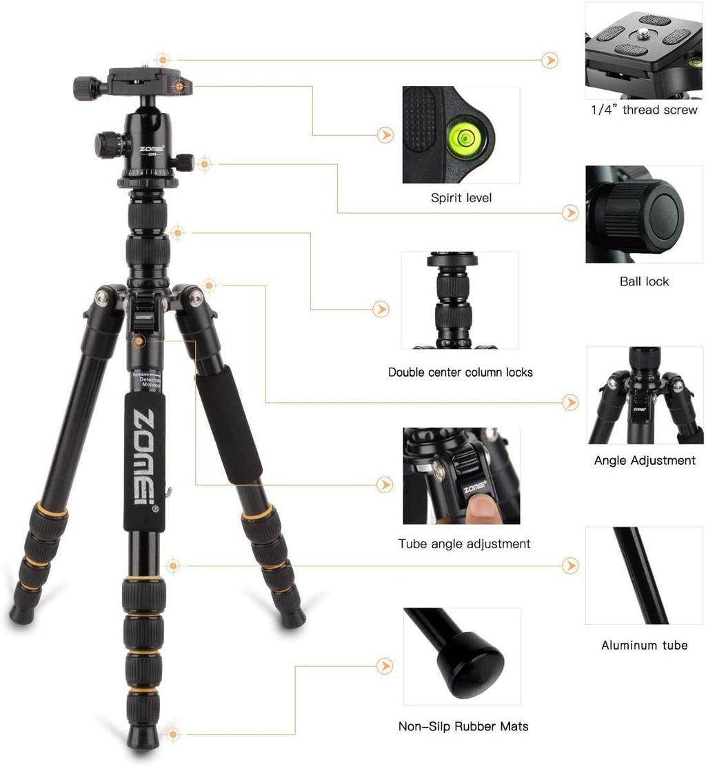 Camera Tripod with Ball Head Quick Release Plate and Carrying Case W14712