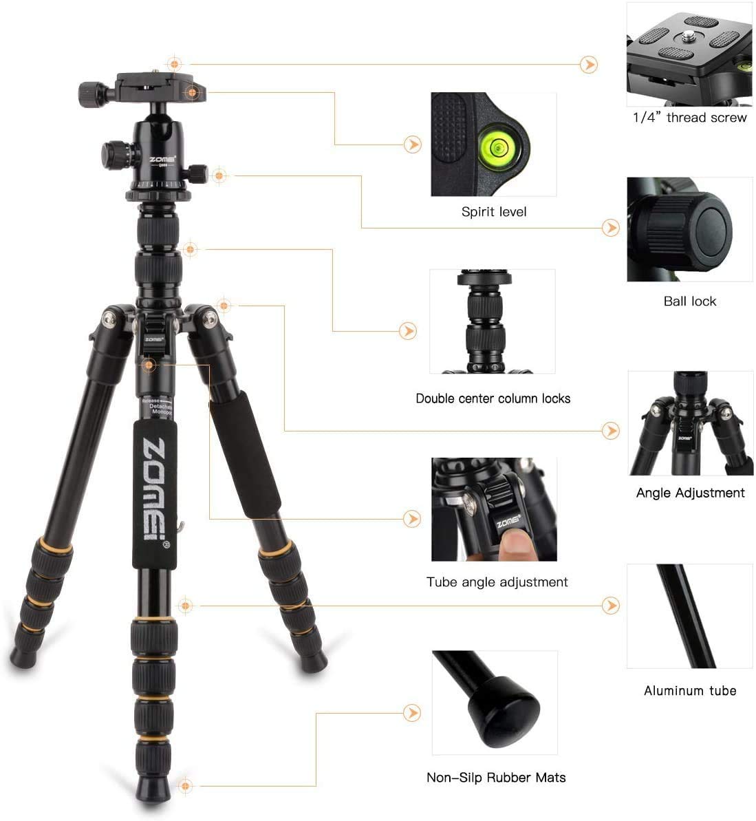 Camera Tripod with Ball Head Quick Release Plate and Carrying Case W14712
