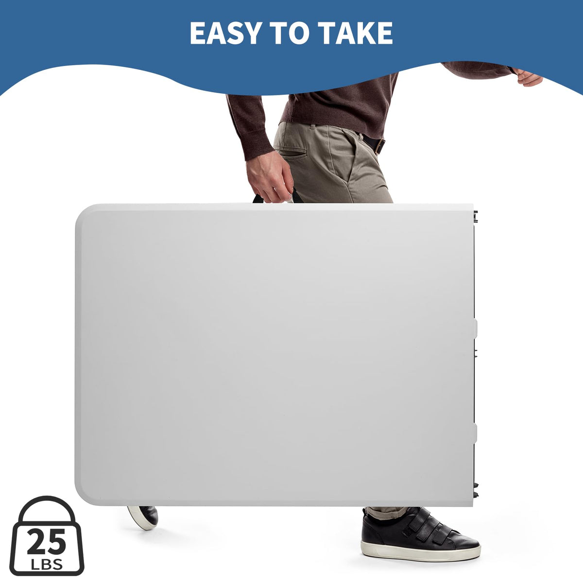 6 ft Plastic Folding Table with Carry Handle E533127