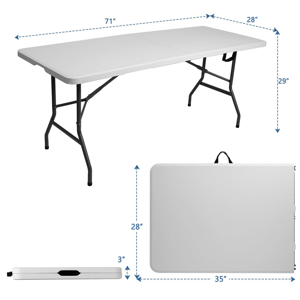 6 ft Plastic Folding Table with Carry Handle E533127