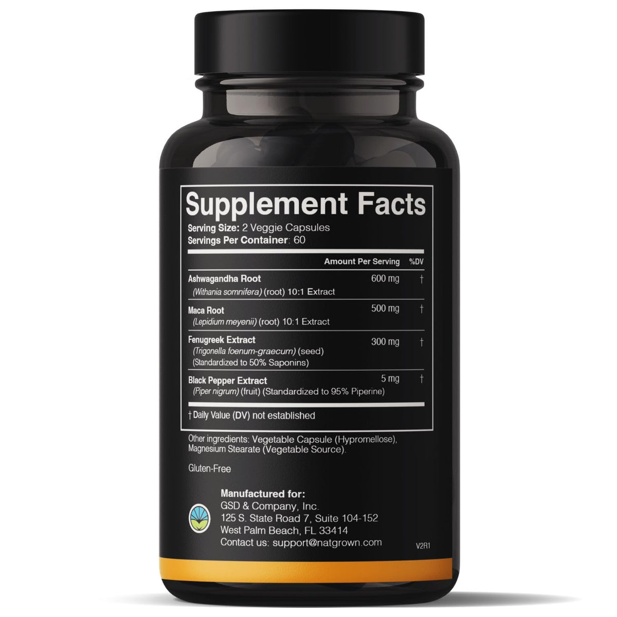 Ashwagandha Maca Root Fenugreek Capsules 120 Ct W54245