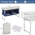 Folding Camping Table with Storage, 3 Height Adjustable, Lightweight, 4 Ft Aluminum J197